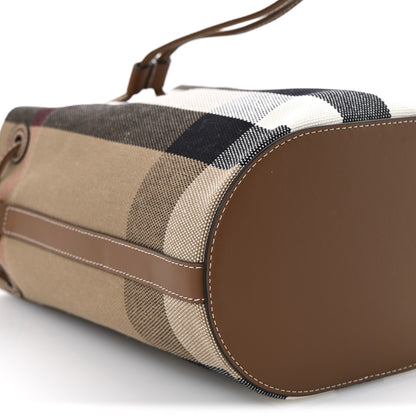 Burberry Giant Check Canvas Small Bucket Bag Taupe Brown 9 of 10