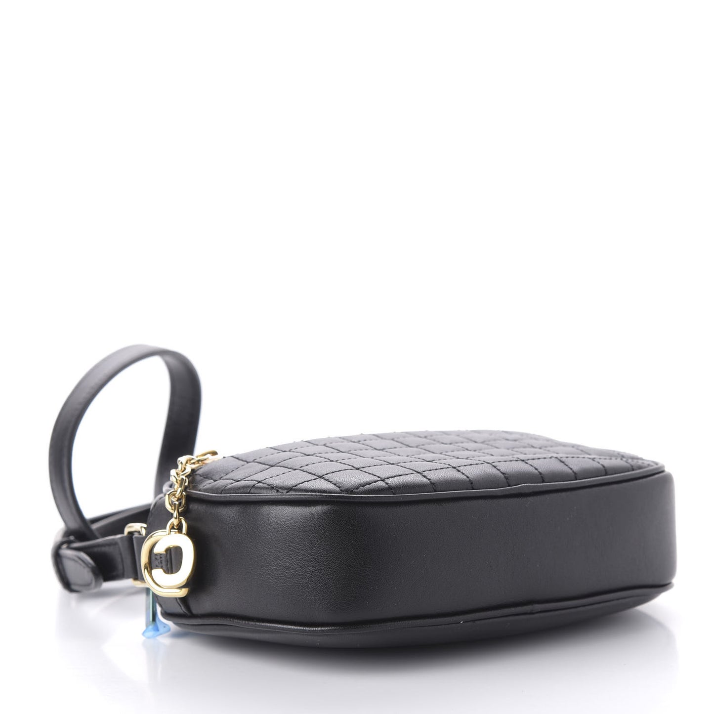 Calfskin Quilted Small C Charm Bag Black