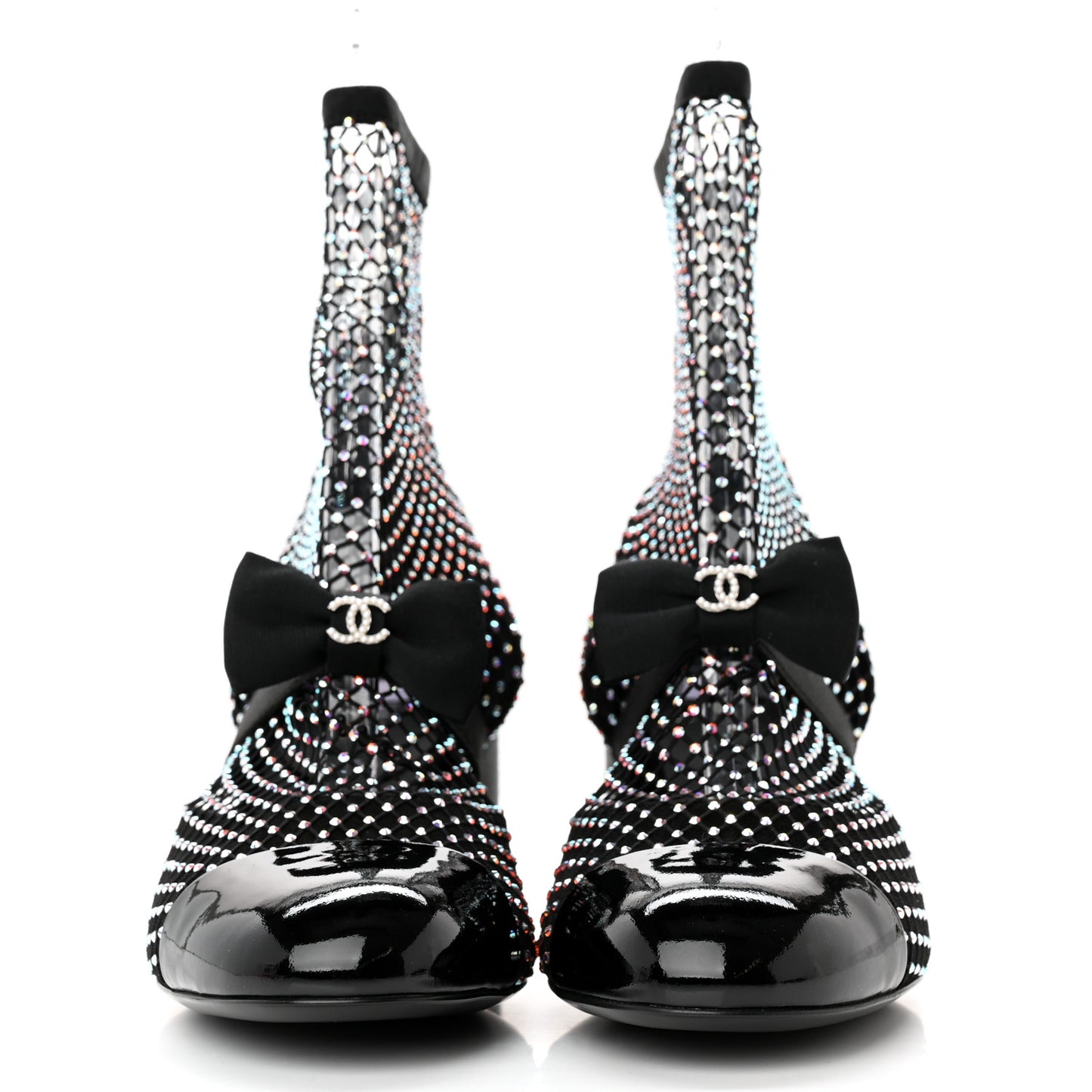 Resille Strass Kid Suede Patent Mary Jane Short Boots 39 Black