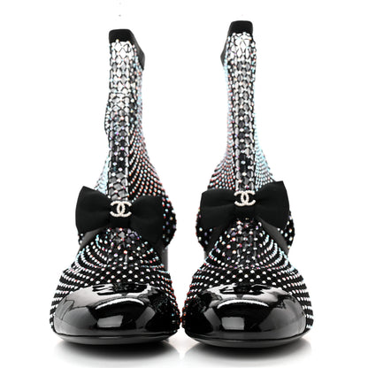 Chanel Resille Strass Kid Suede Patent Mary Jane Short Boots 39 Black 2 of 11