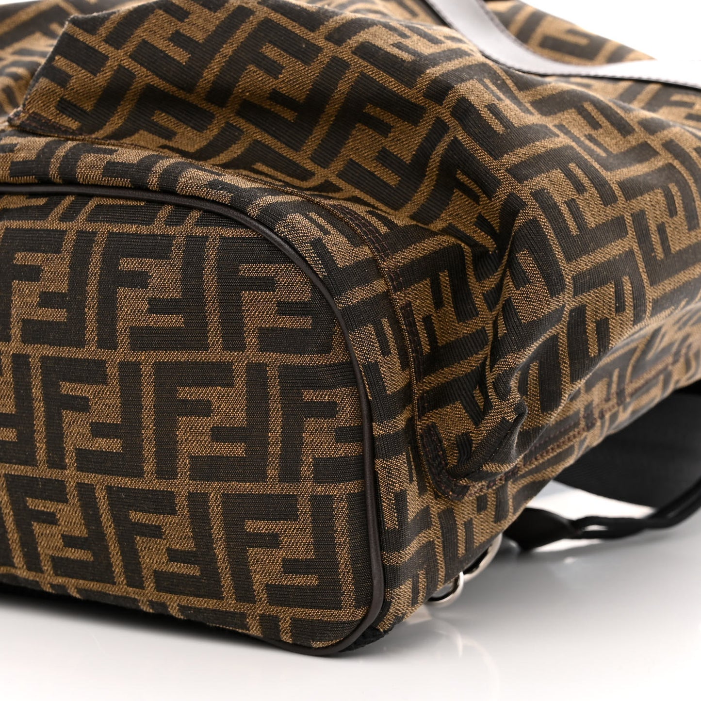 Recycled Fabric Jacquard Vitello Astro FF 1974 Large Fendi Strike Backpack Tobacco Moro Ebano
