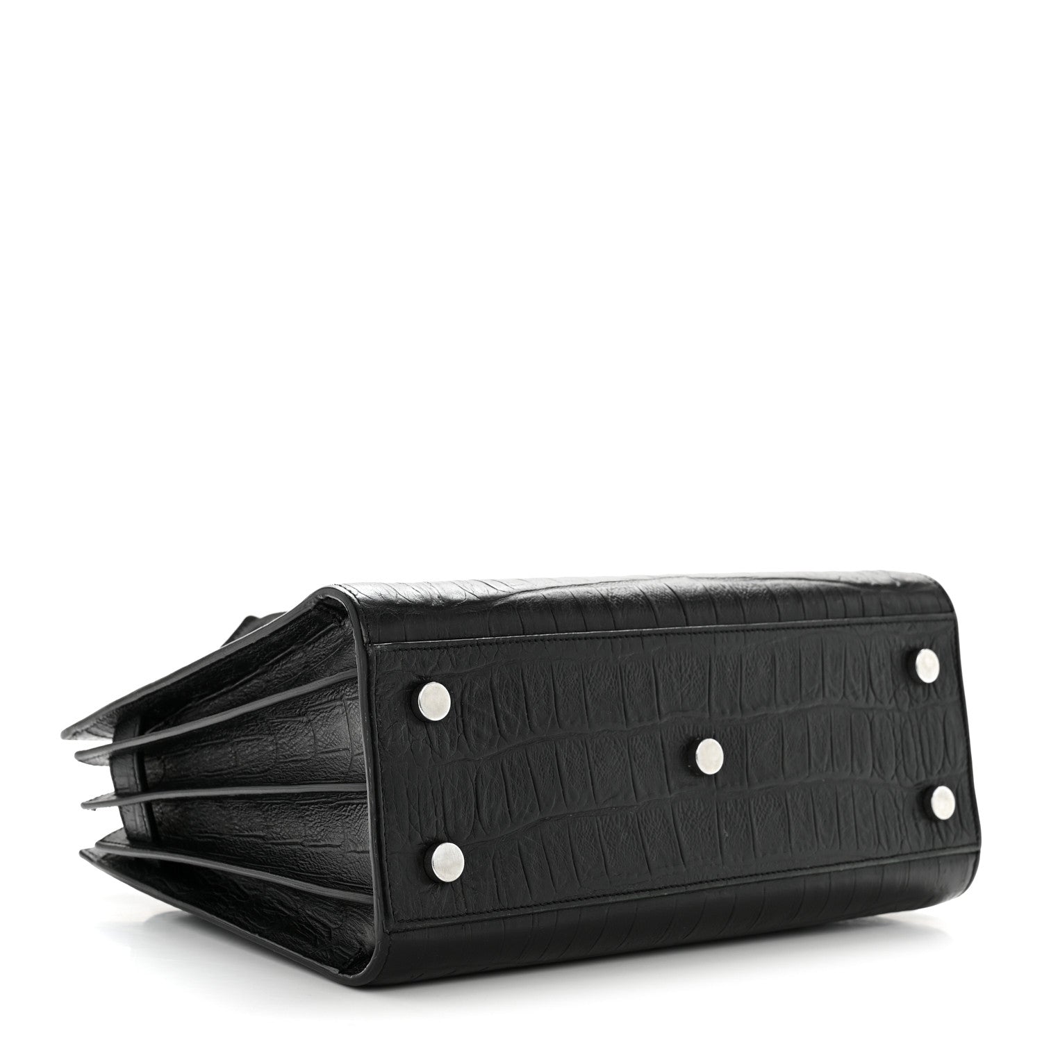 Saint Laurent Calfskin Crocodile Embossed Baby Sac De Jour Black 4 of 14