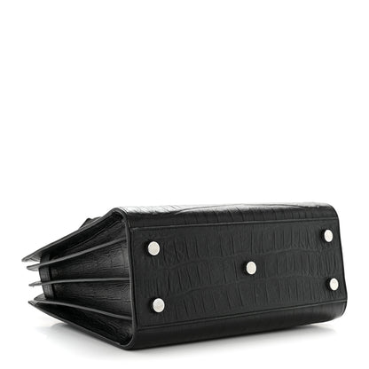 Saint Laurent Calfskin Crocodile Embossed Baby Sac De Jour Black 4 of 14