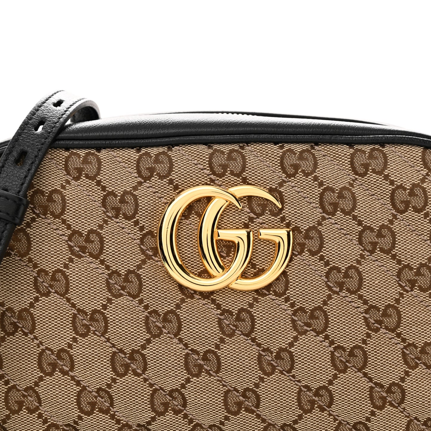 Monogram Matelasse Diagonal Small GG Marmont Chain Shoulder Bag Beige Black