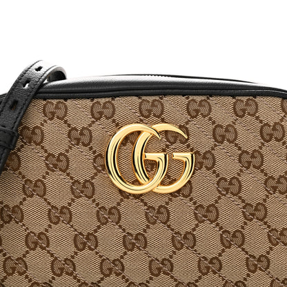 Gucci Monogram Matelasse Diagonal Small GG Marmont Chain Shoulder Bag Beige Black 8 of 12