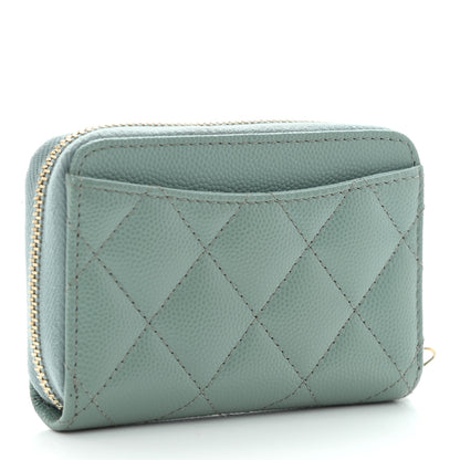 Chanel Caviar Quilted Zip Around Coin Purse Wallet Dark Green 4 of 10