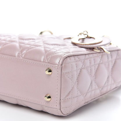 Christian Dior Metallic Lambskin Cannage Mini Lady Dior Lotus 9 of 9