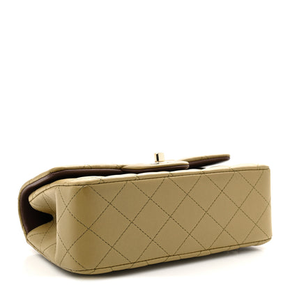 Chanel Lambskin Quilted Bi-Color Mini Top Handle Rectangular Flap Green Brown 4 of 11