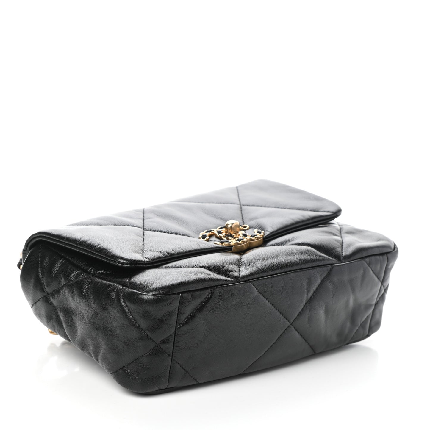 Shiny Goatskin Quilted Medium Chanel 19 Flap Black