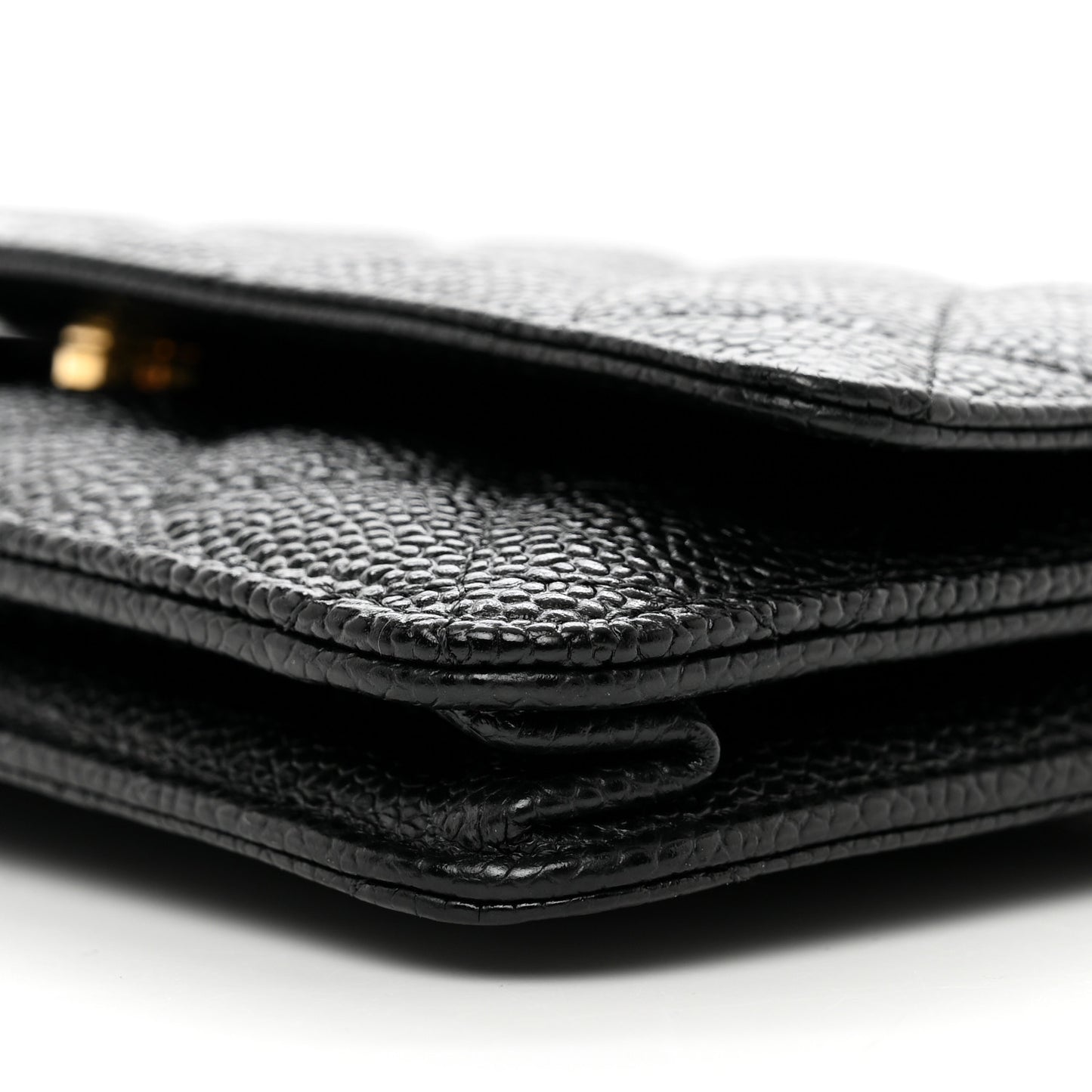 Caviar Quilted Wallet on Chain WOC Black