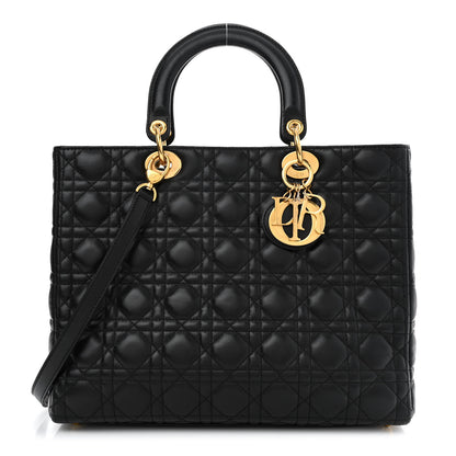 Christian Dior Lambskin Cannage Large Lady Dior Black 1 of 10