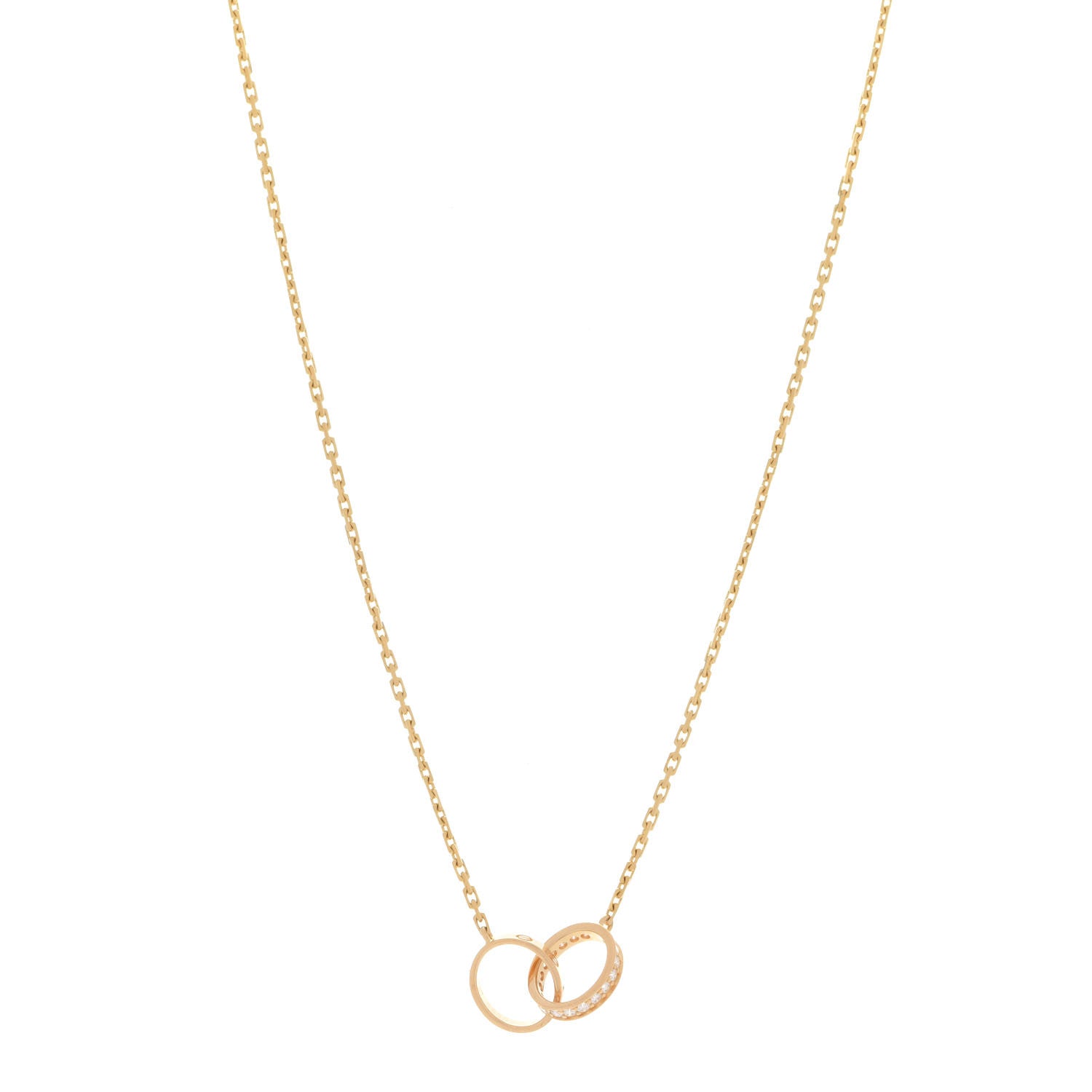 Cartier 18K Yellow Gold Diamond Interlocking LOVE Necklace 1 of 7
