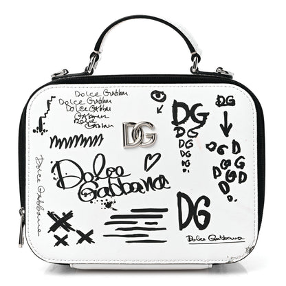 Dolce & Gabbana DOLCE & GABBANA Calfskin DG Graffiti Print Top Handle Bag White Black 1 of 13