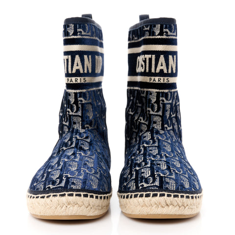 Velvet Oblique Granville Espadrille Boots 36.5 Deep Blue