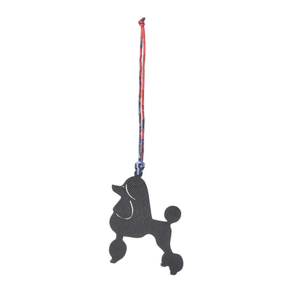 Hermes Togo Epsom Petit H Royal Poodle Bag Charm Black Bleu Brighton 1 of 4