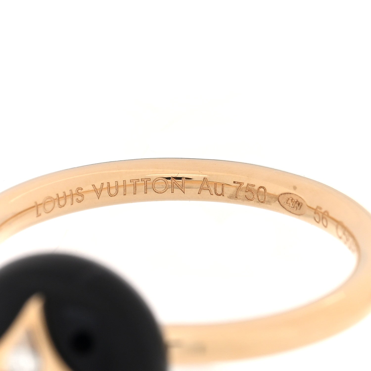 Louis Vuitton 18K Yellow Gold Diamond Black Onyx Idylle Blossom Ring 56 7.5 5 of 6