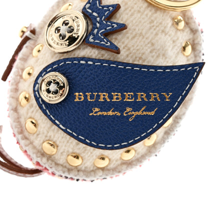 Burberry Calfskin Wool Cashmere Studded Mabel Derek The Bird Bag Charm Blush Pink Multicolor 3 of 3