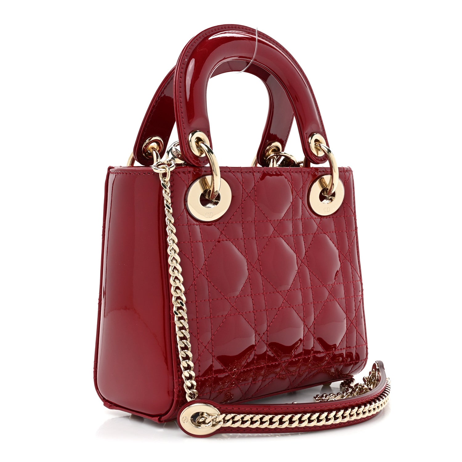 Christian Dior Patent Cannage Mini Lady Dior Red 3 of 9