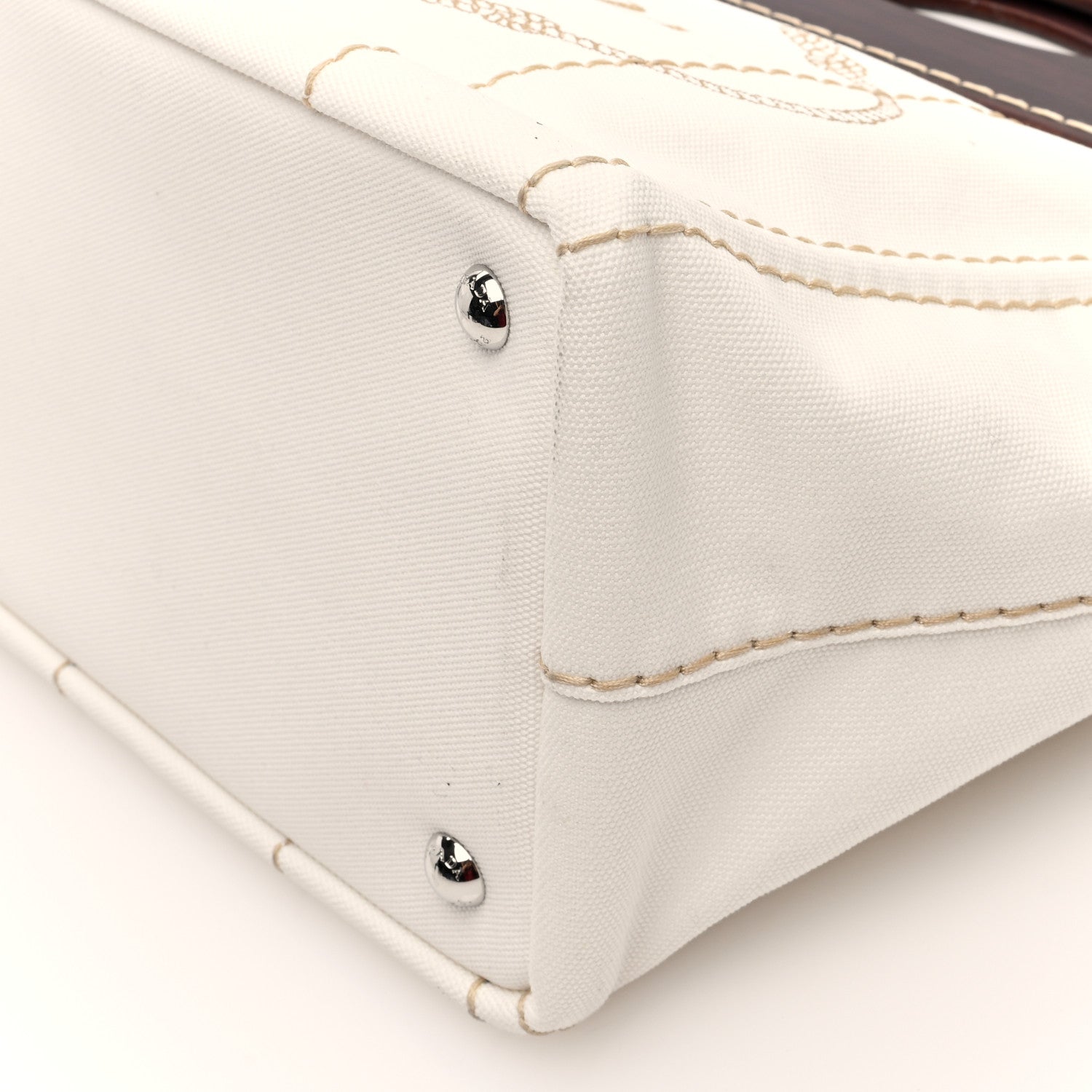 Prada Canapa Legno Logo Tote White 9 of 9