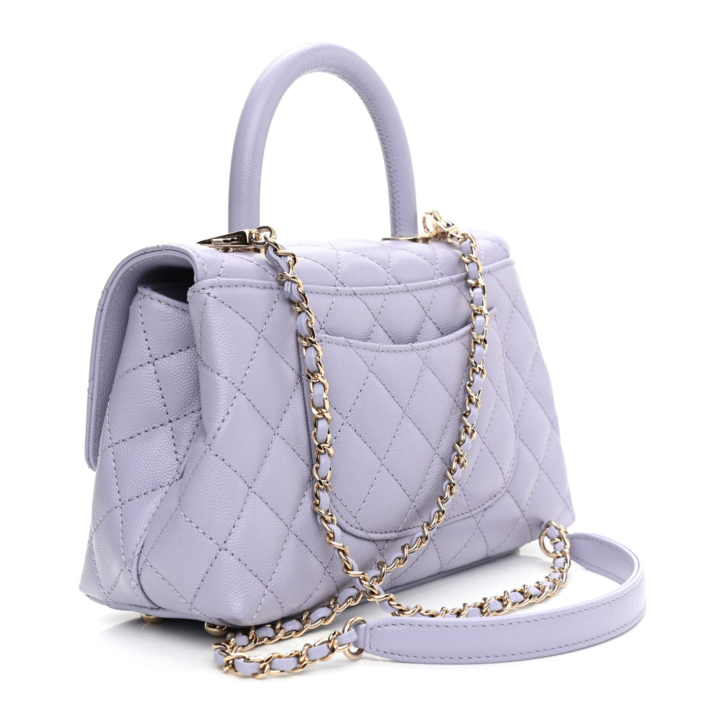 Caviar Quilted Mini Coco Handle Flap Light Purple