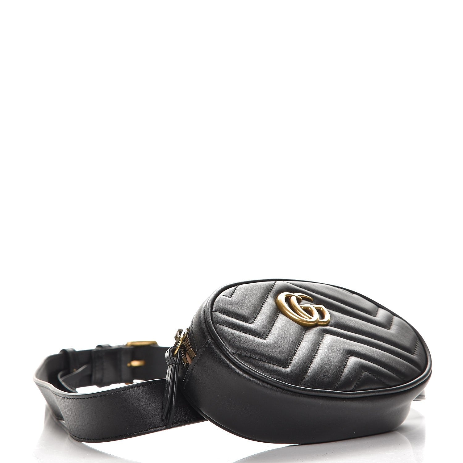 Gucci Calfskin Matelasse GG Marmont Belt Bag 85 34 Black 4 of 7