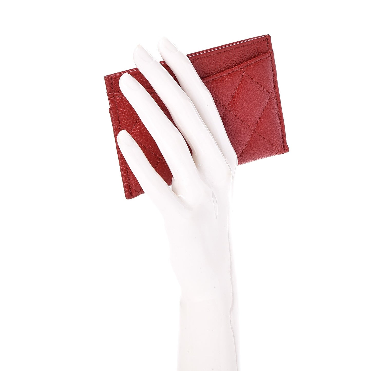 Caviar Quilted Card Holder Red