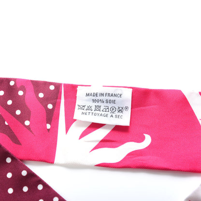 Hermes Silk Astrologie a Pois Twilly Fuchsia White Bordeaux 2 of 3