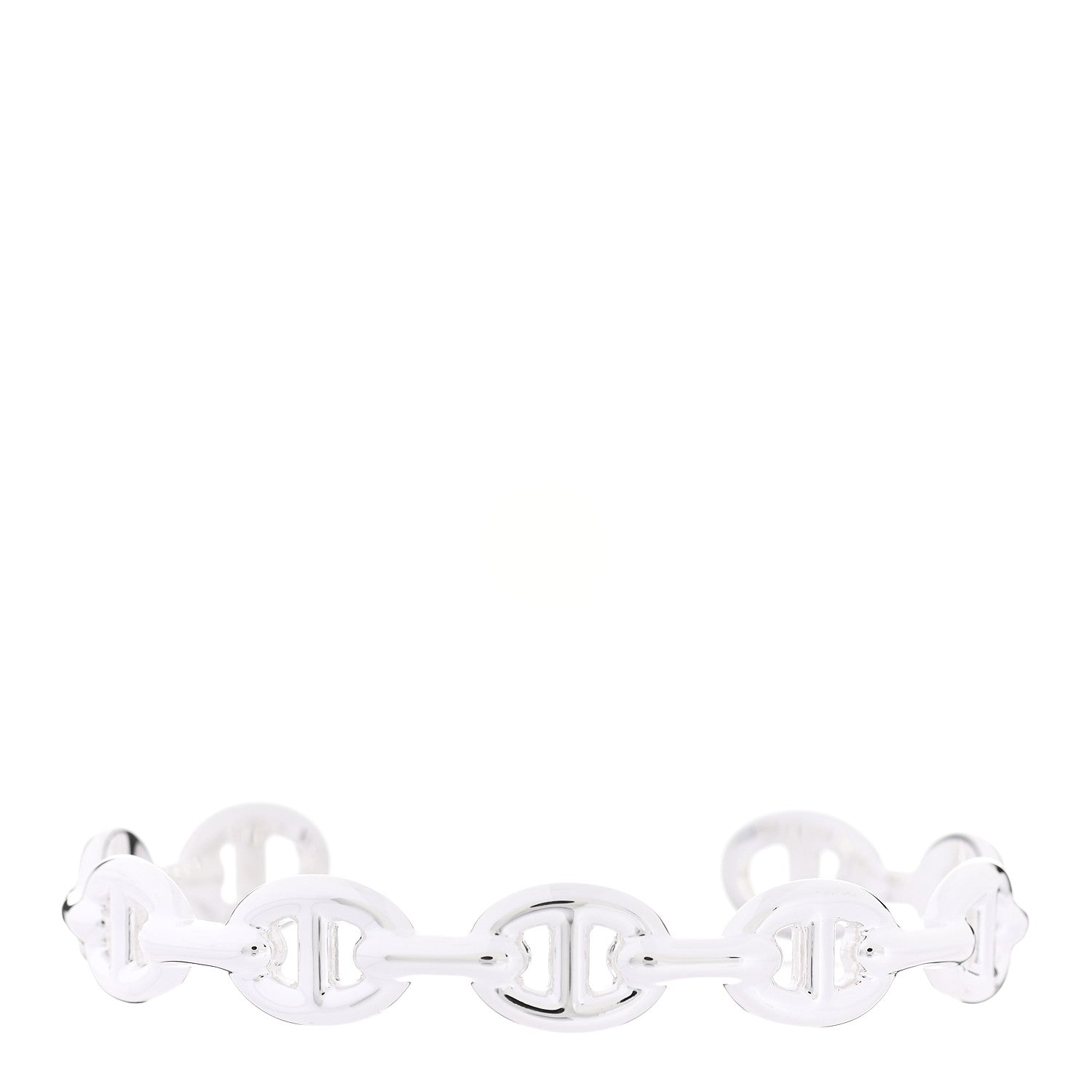 Hermes Sterling Silver MM Chaine d'Ancre Enchainee Cuff Bracelet LG 1 of 6
