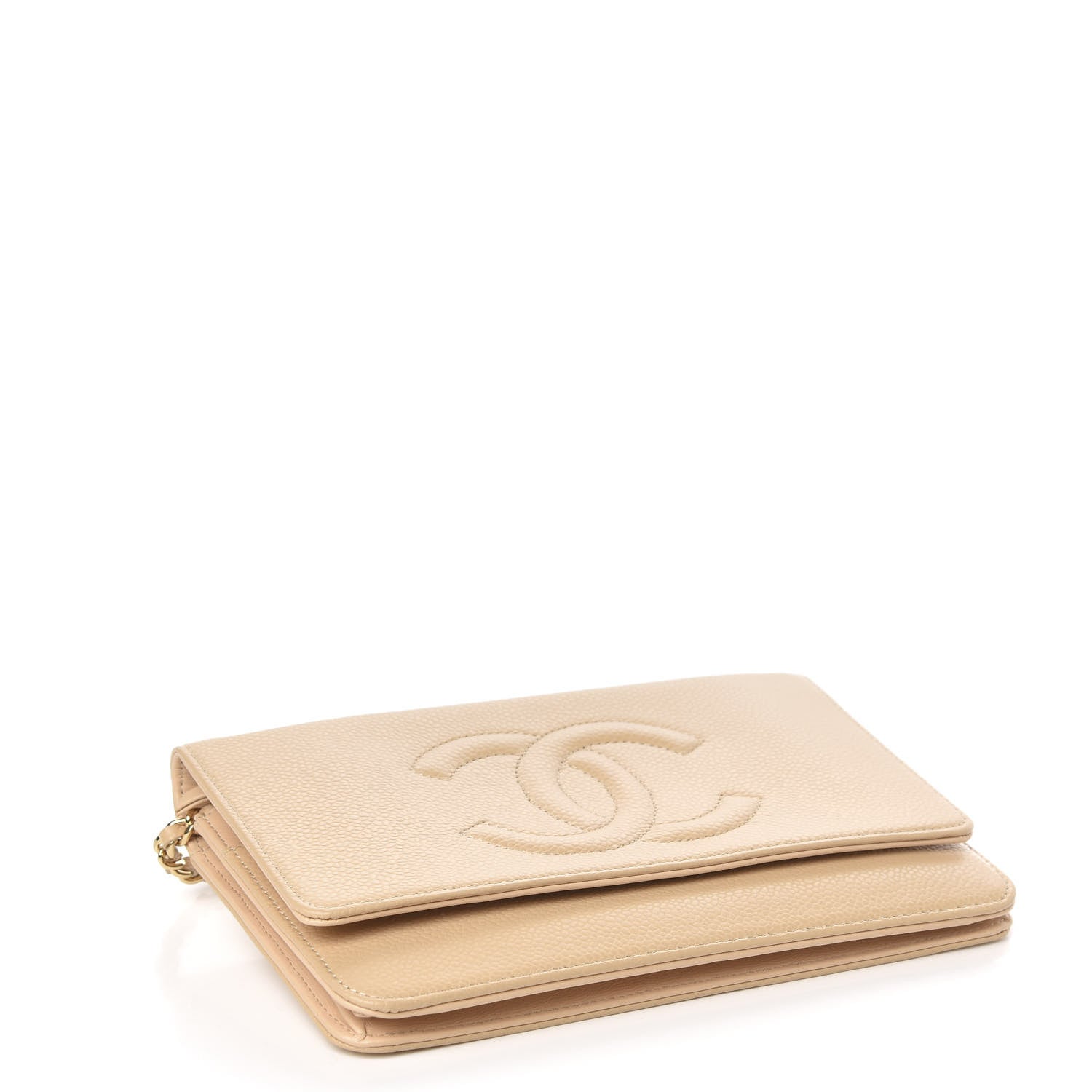 Chanel Caviar Timeless CC Wallet on Chain WOC Beige 4 of 12