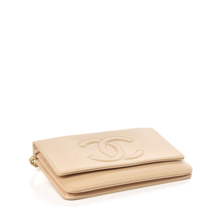 Chanel Caviar Timeless CC Wallet on Chain WOC Beige 4 of 12