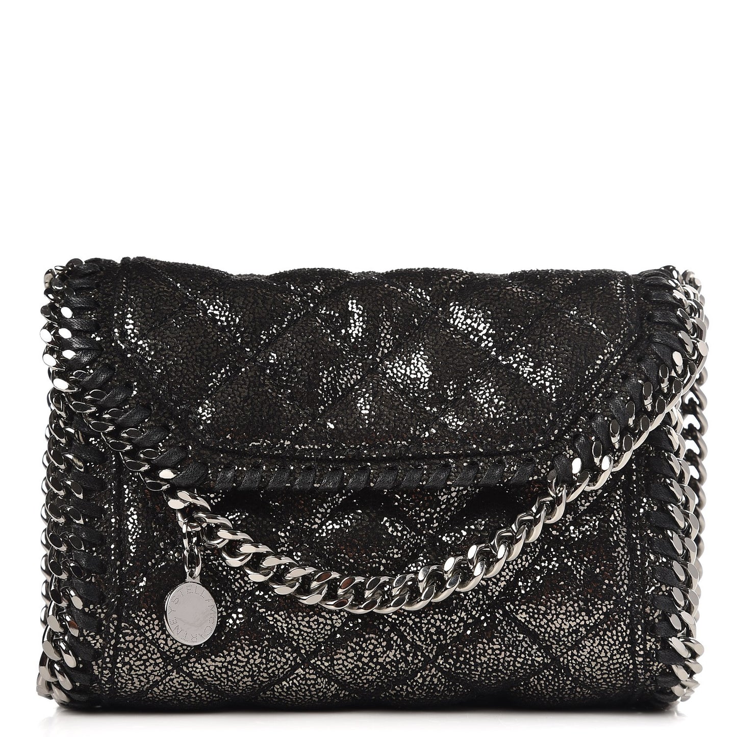 Metallic Shaggy Deer Quilted Tiny Fold Over Falabella Black