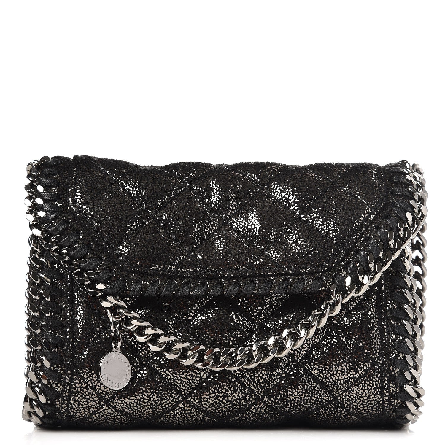 Stella McCartney Metallic Shaggy Deer Quilted Tiny Fold Over Falabella Black 1 of 7