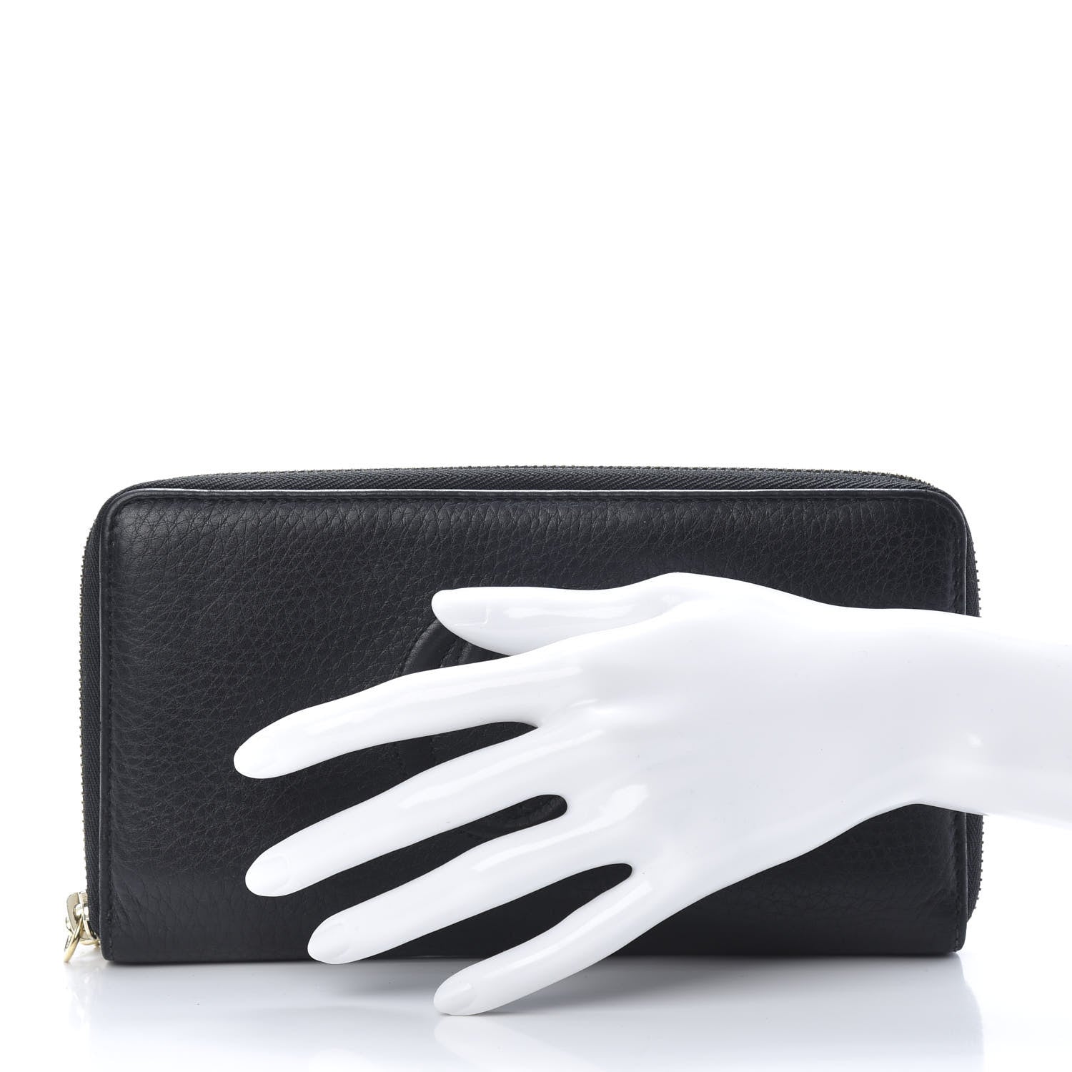 Gucci Pebbled Calfskin Soho Zip Around Wallet Black 2 of 8