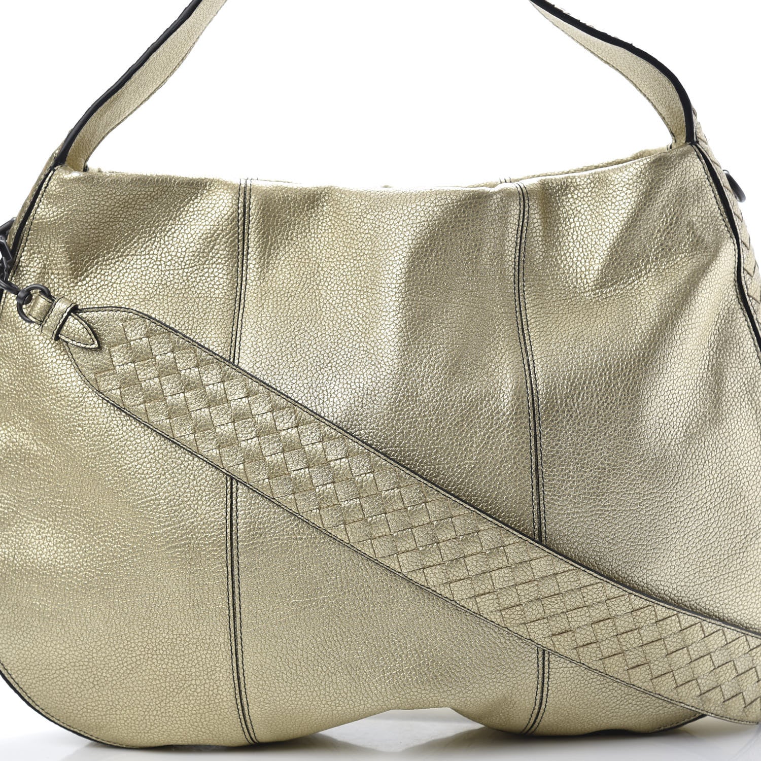 Bottega Veneta Metallic Lambskin Large City Veneta Hobo Platinum 7 of 9
