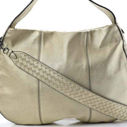 Bottega Veneta Metallic Lambskin Large City Veneta Hobo Platinum 7 of 9