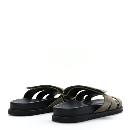 Hermes Suede Goatskin Mens Chypre Sandals 40.5 Beige Argile 4 of 8