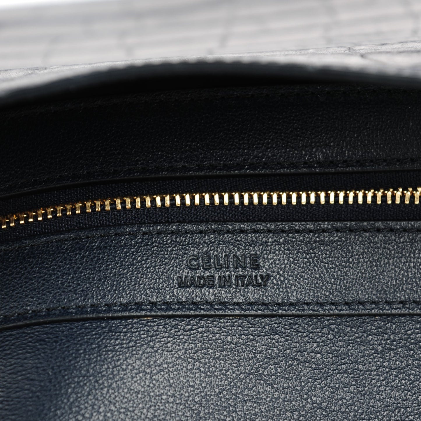 Crocodile Embossed Nubuck Small Belt Cabas Phantom Navy Blue