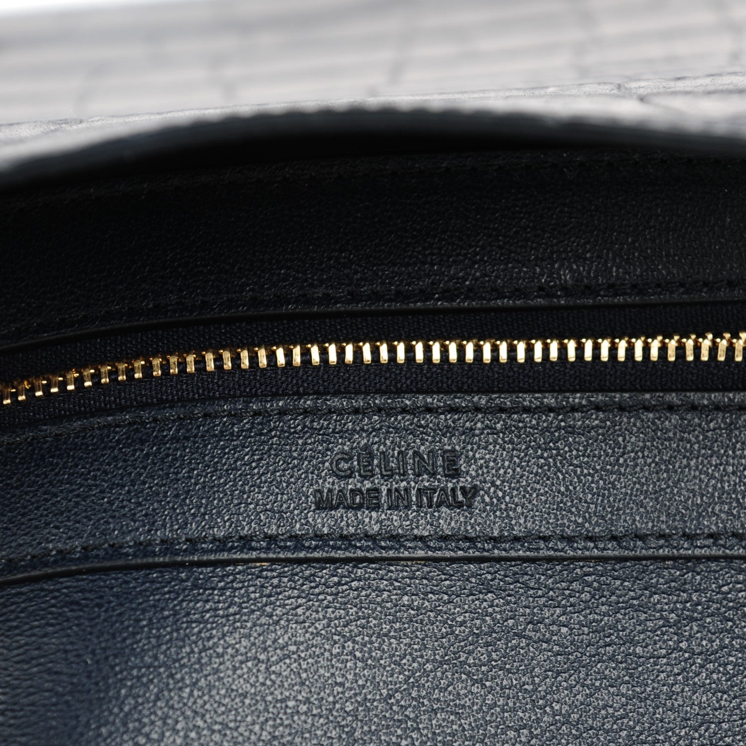 Celine Crocodile Embossed Nubuck Small Belt Cabas Phantom Navy Blue 6 of 7