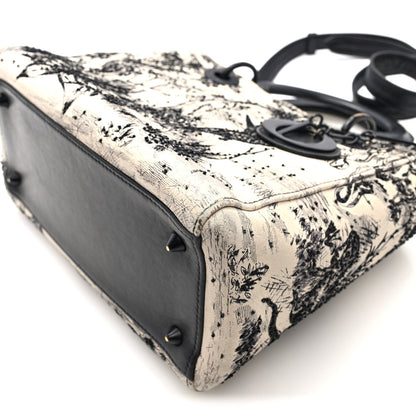 Christian Dior Calfskin Toile de Jouy Carnivora Medium Lady Dior White Black 9 of 9