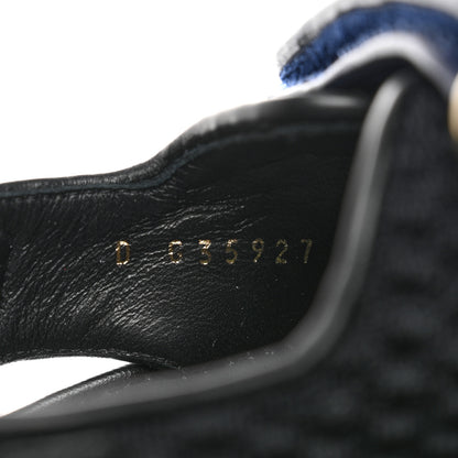 Chanel Knit Fabric Velcro Dad Sandals 38 Black Dark Blue Light Blue 6 of 9