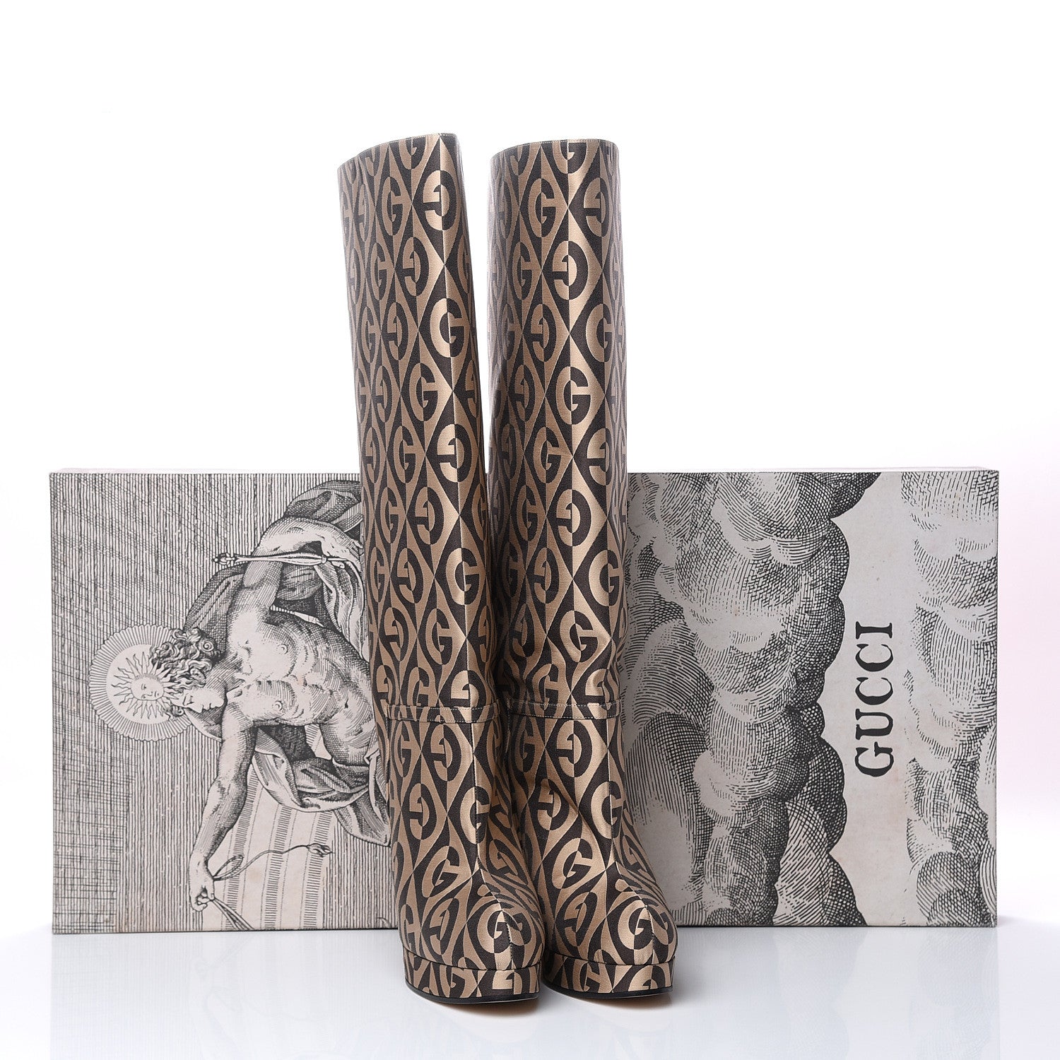 Gucci Fabric G Rhombus Print Platform Boots 40 Beige Cocoa 7 of 7