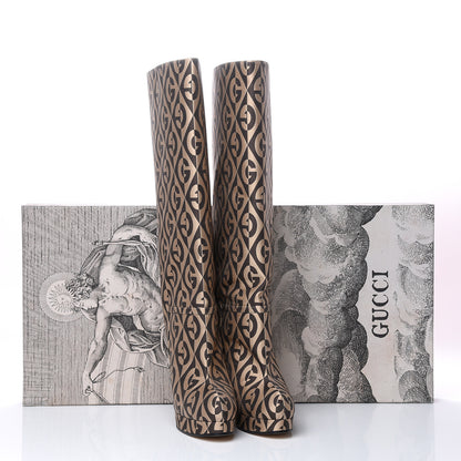 Gucci Fabric G Rhombus Print Platform Boots 40 Beige Cocoa 7 of 7