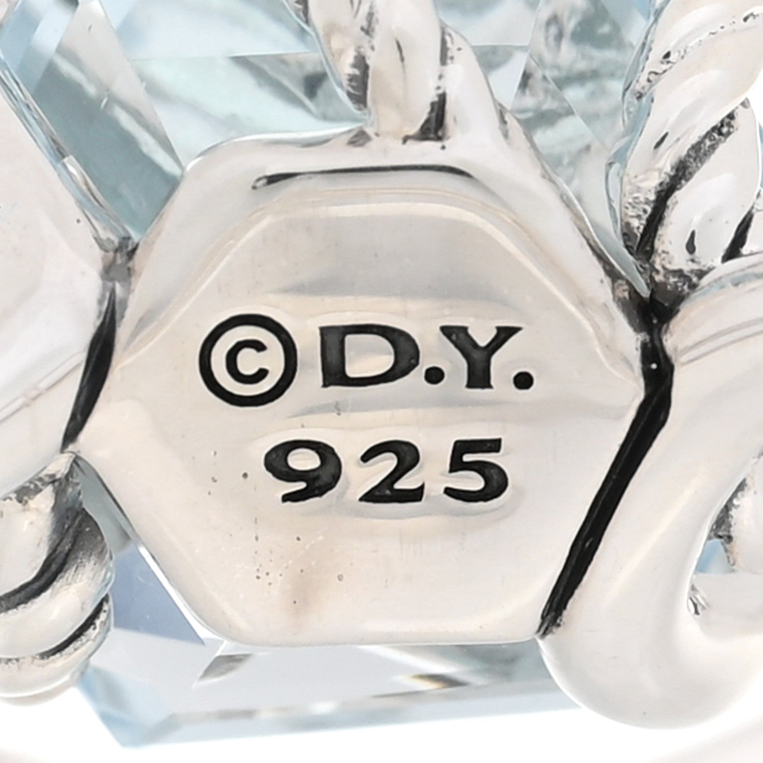 David Yurman Sterling Silver Diamond Blue Topaz 10mm Cable Wrap Ring 49 5 4 of 4