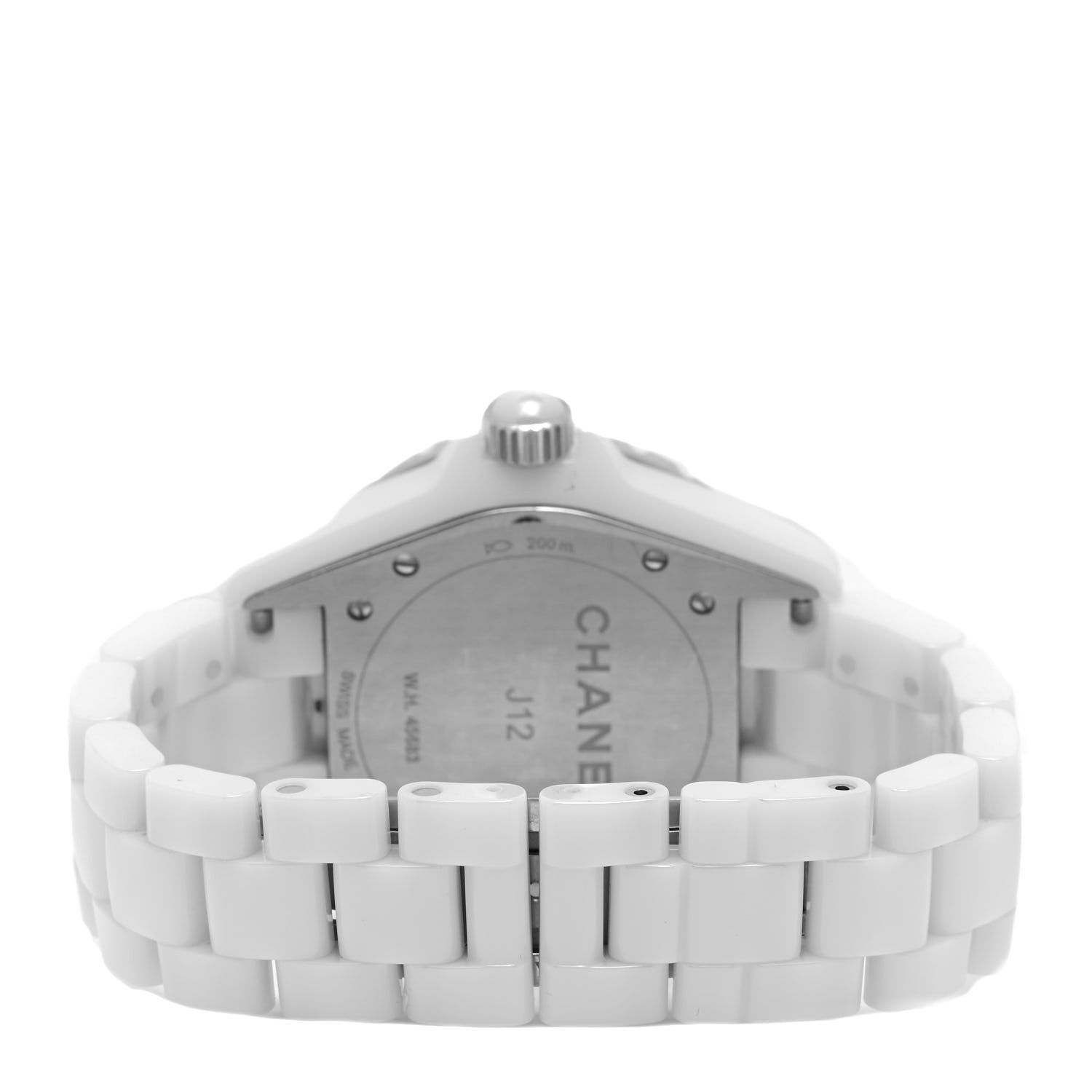 Chanel Stainless Steel Ceramic Diamond 38mm J12 Automatic Watch White 3 of 4
