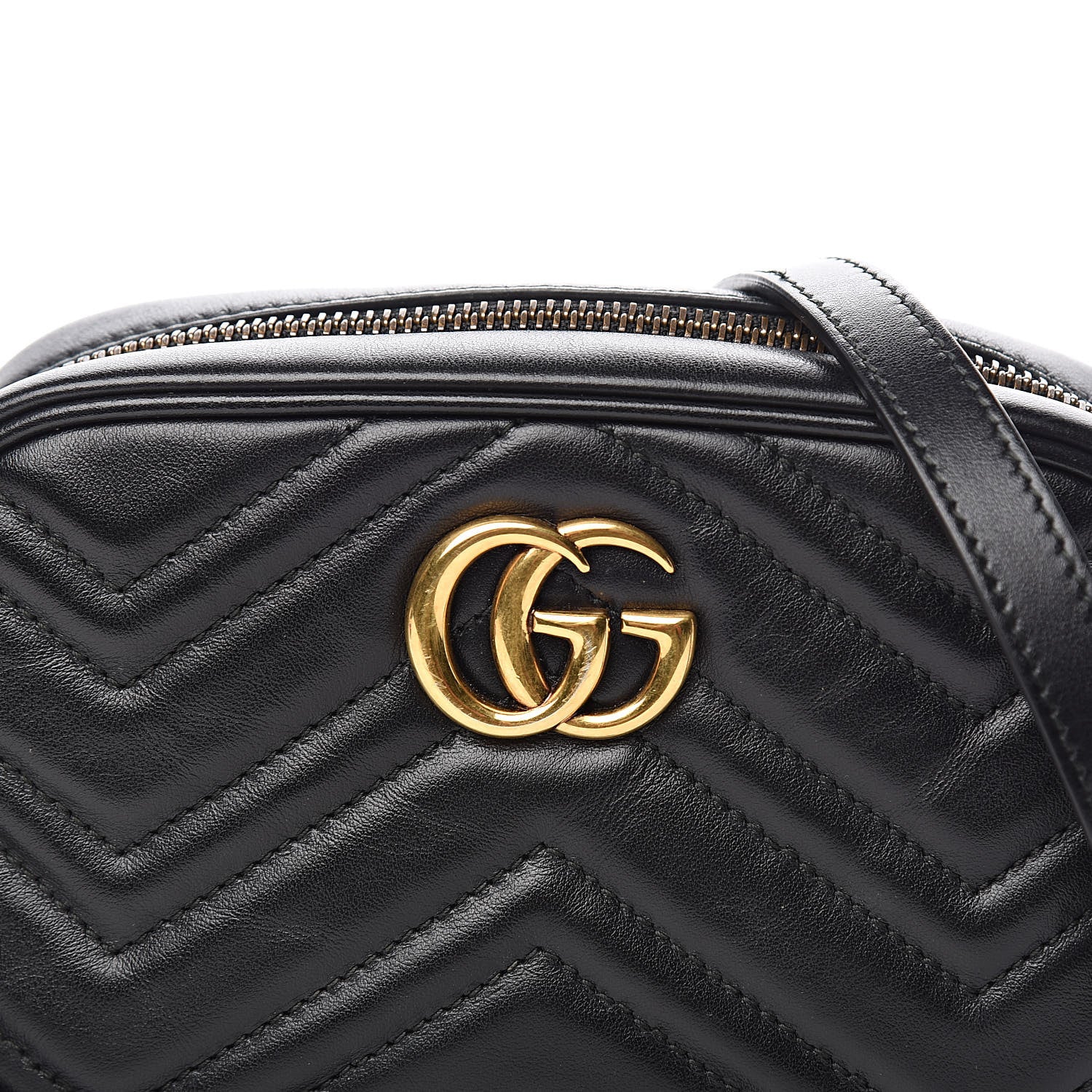Gucci Calfskin Matelasse Mini GG Marmont Chain Shoulder Bag Black 10 of 11