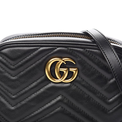 Gucci Calfskin Matelasse Mini GG Marmont Chain Shoulder Bag Black 10 of 11