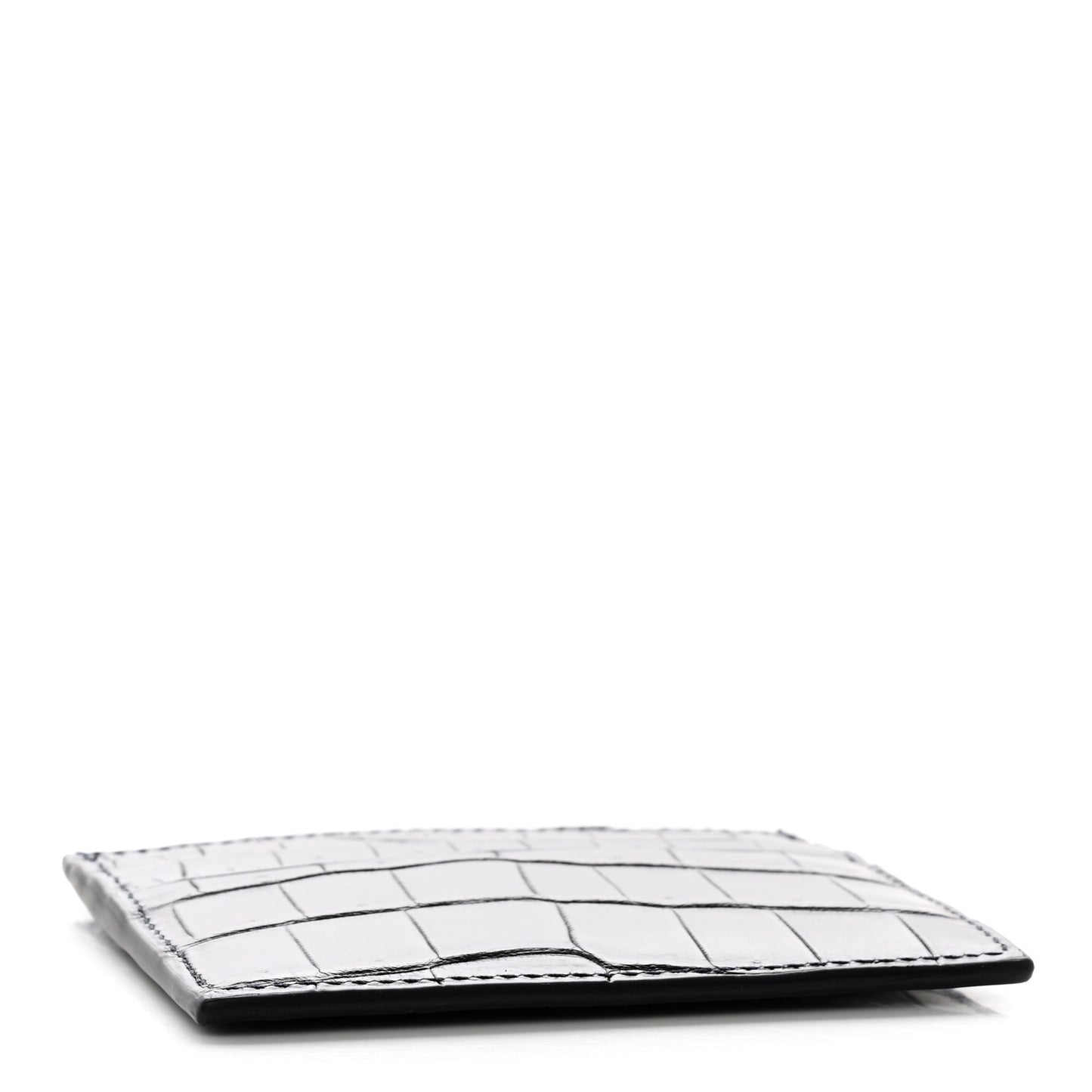 Calfskin Crocodile Embossed Card Holder Navy