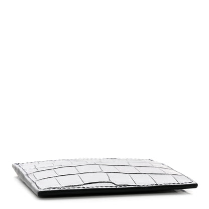 Bottega Veneta Calfskin Crocodile Embossed Card Holder Navy 4 of 12