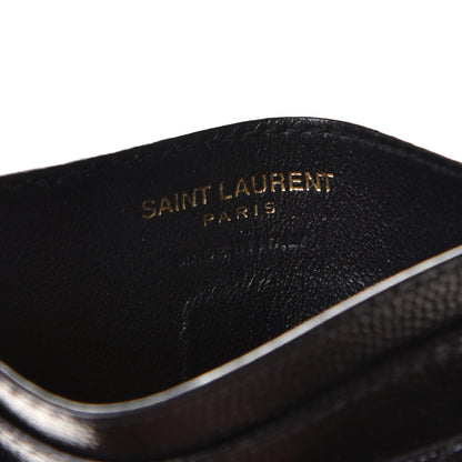 Saint Laurent Grain De Poudre Matelasse Chevron Monogram Credit Card Case Black 10 of 16