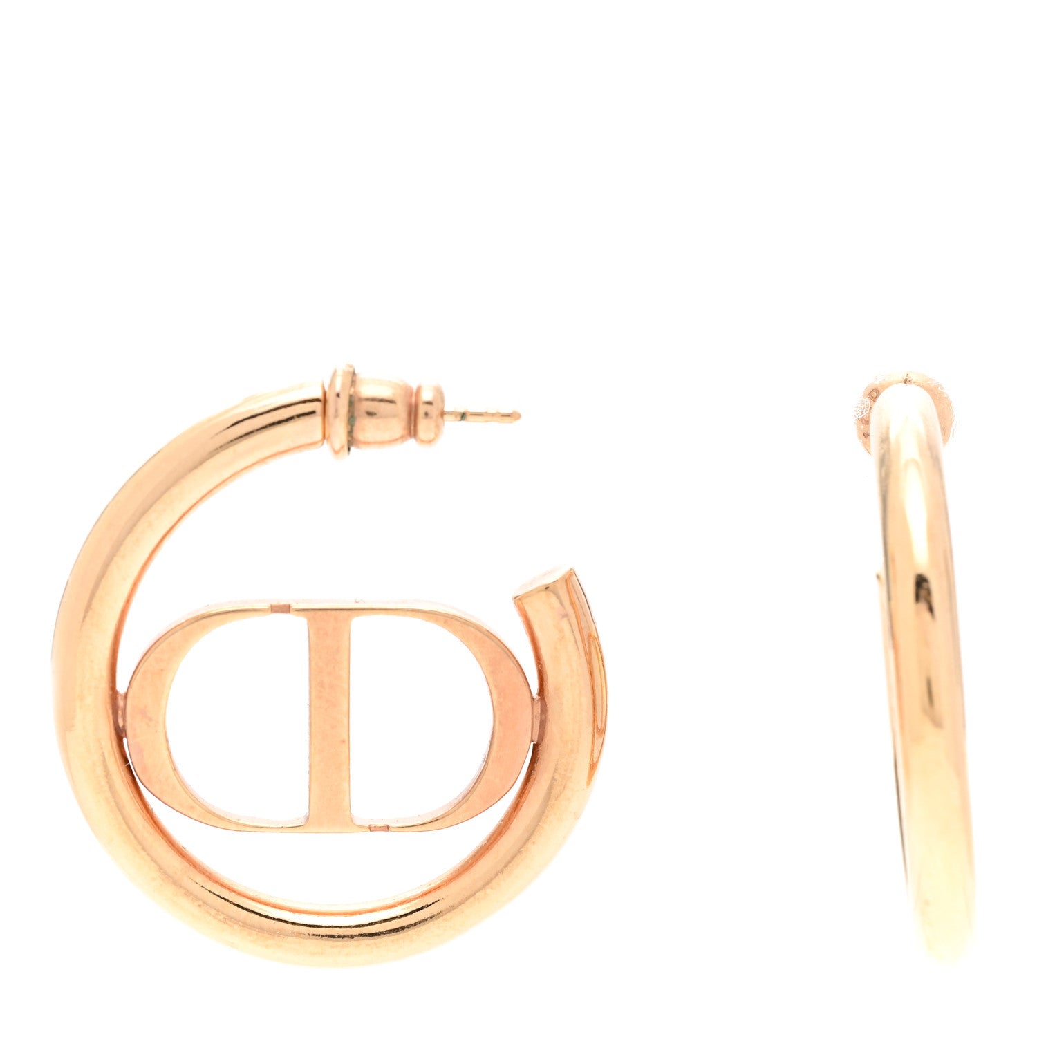 Christian Dior Metal 30 Montaigne Hoop Earrings Aged Gold 1 of 4
